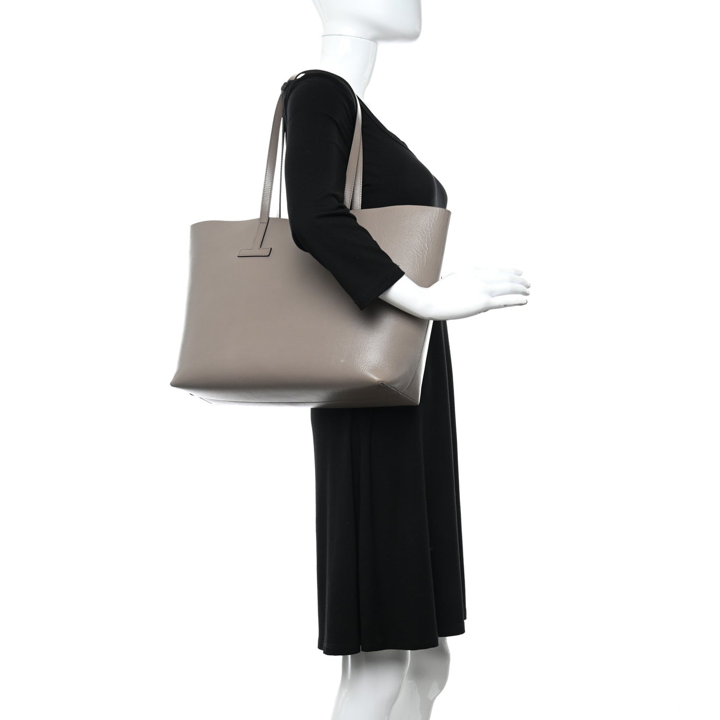 Grained Calfskin Small T Tote Taupe