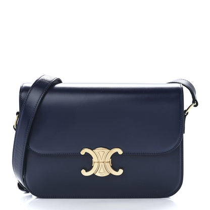 Celine Shiny Calfskin Medium Triomphe Navy Blue 1 of 12
