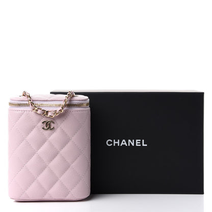 Chanel Caviar Quilted Small Vertical Coco Beauty Vanity Case With Chain Light Pink 8 of 8