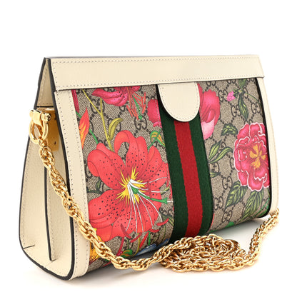 Gucci GG Supreme Monogram Flora Web Small Ophidia Chain Shoulder Bag White 3 of 12