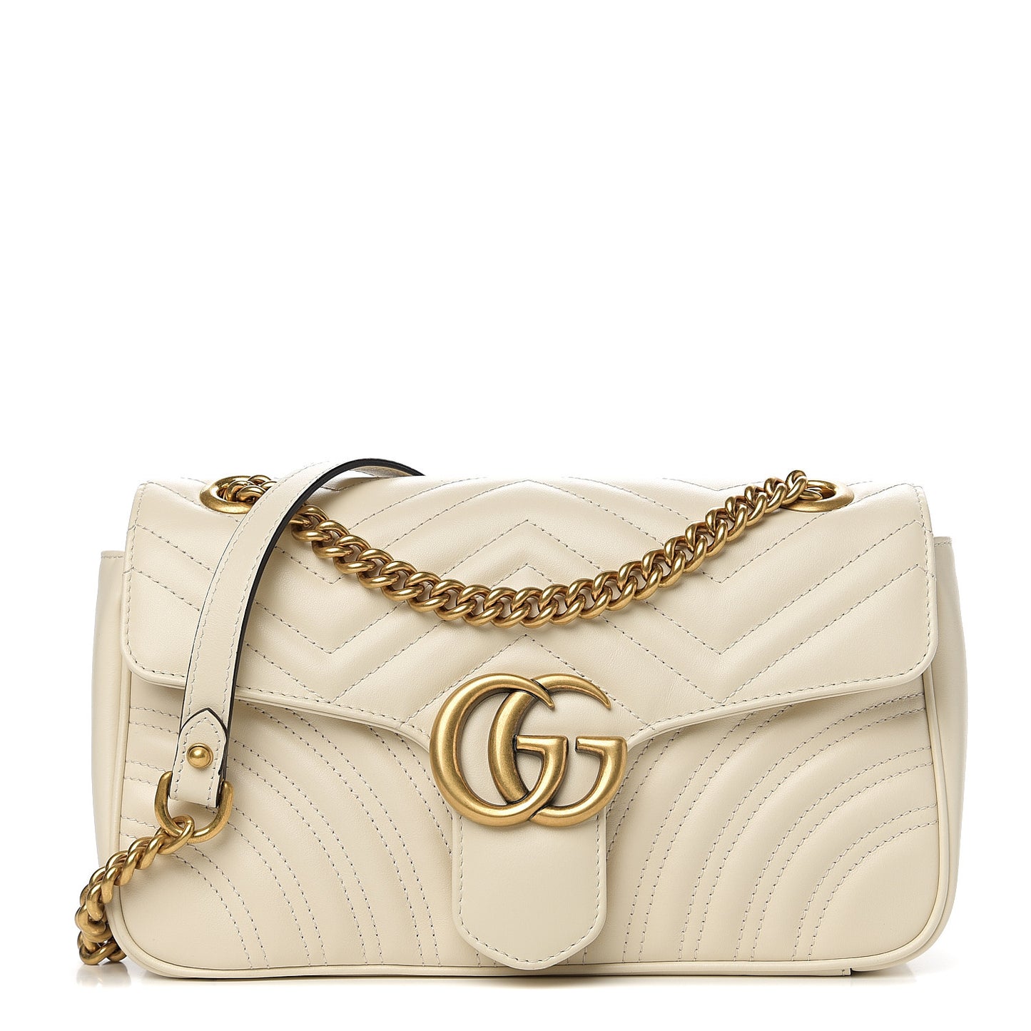Calfskin Matelasse Small GG Marmont Shoulder Bag White