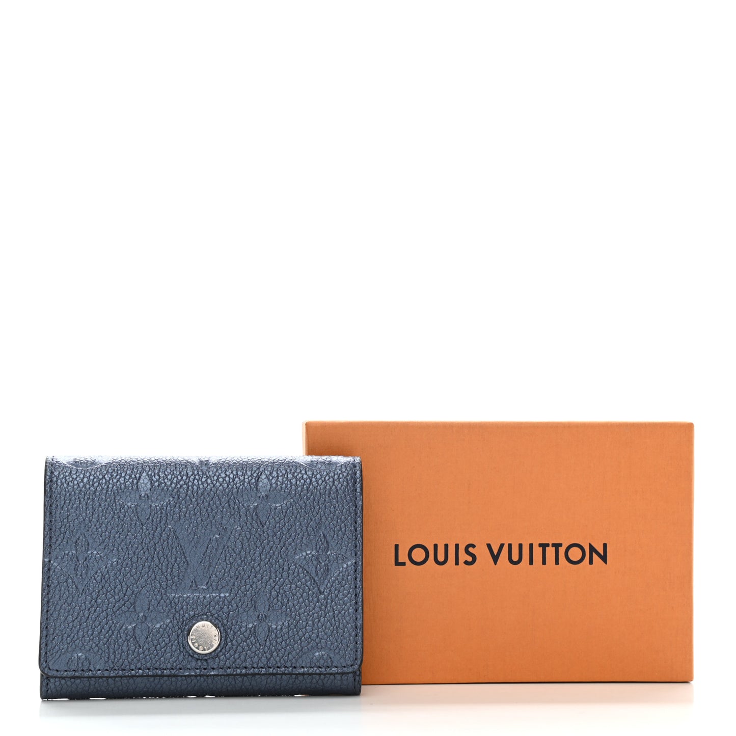 Metallic Monogram Business Card Holder Navy Nacre