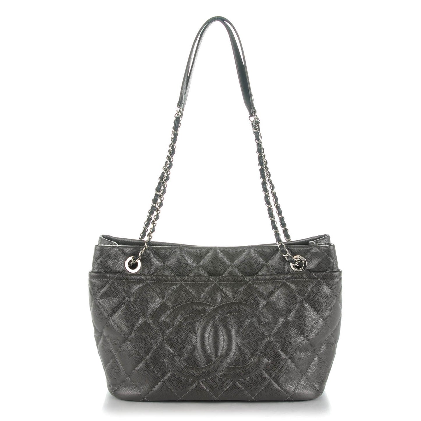 Caviar Quilted Timeless CC Soft Tote Dark Grey