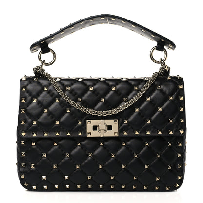Valentino Garavani Lambskin Medium Rockstud Spike Shoulder Bag Black 1 of 6