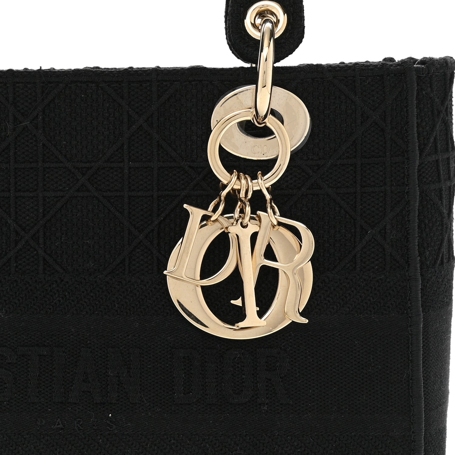 Christian Dior Canvas Embroidered Cannage Medium Lady D-Lite Black 7 of 9