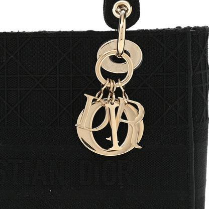 Christian Dior Canvas Embroidered Cannage Medium Lady D-Lite Black 7 of 9