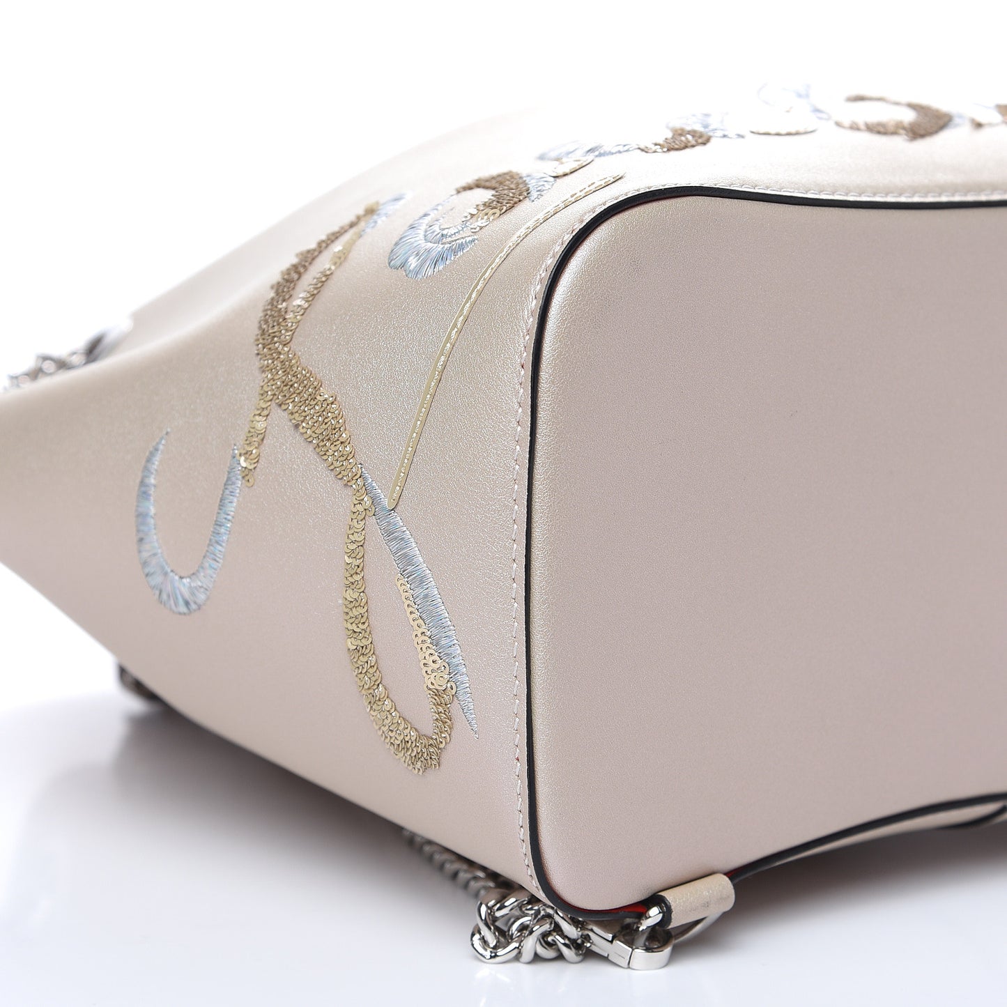 Calfskin Paris Marie Jane Logo Backpack Nude Platine