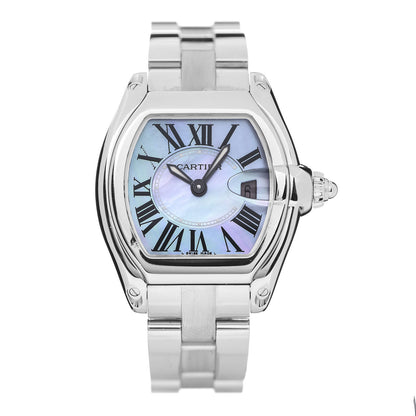 Cartier Stainless Steel Purple Mother of Pearl 31mm Roadster Quartz Watch 1 of 9