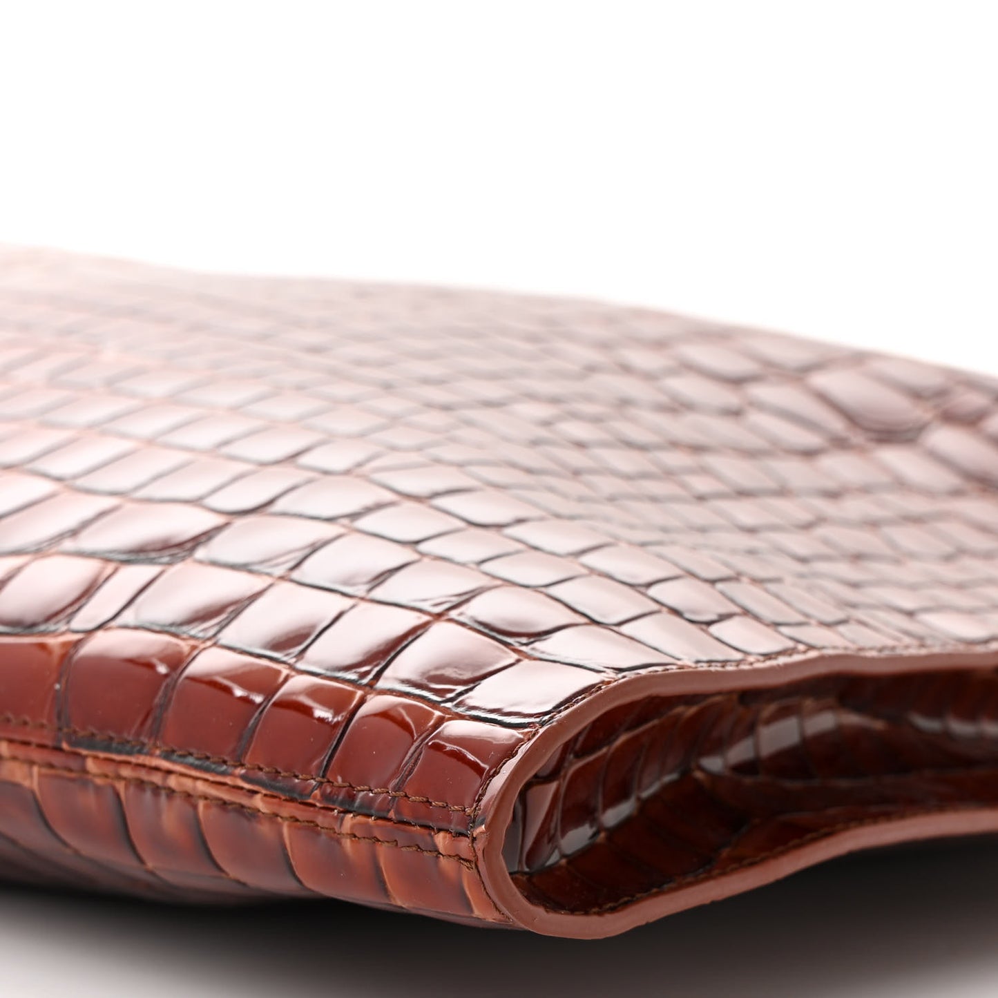Patent Calfskin Crocodile Embossed Le 54 Tote Acajou