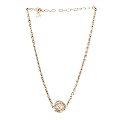 Chanel Crystal Metal CC Round Pendant Necklace Gold 3 of 5