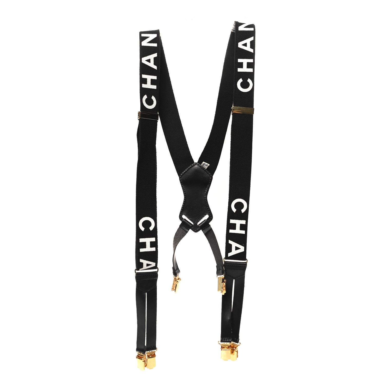 Chanel Logo Suspenders Black White 1 of 4