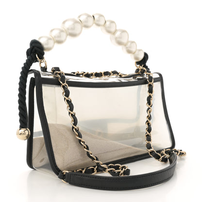 Chanel Lambskin PVC Sand By The Sea Flap With Pearl Strap Black 3 of 11