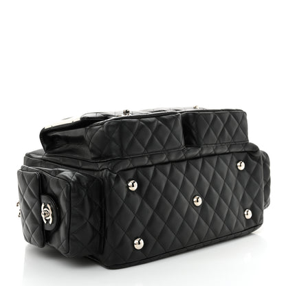 Chanel Calfskin Quilted Large Cambon Multipocket Reporter Black White 4 of 11