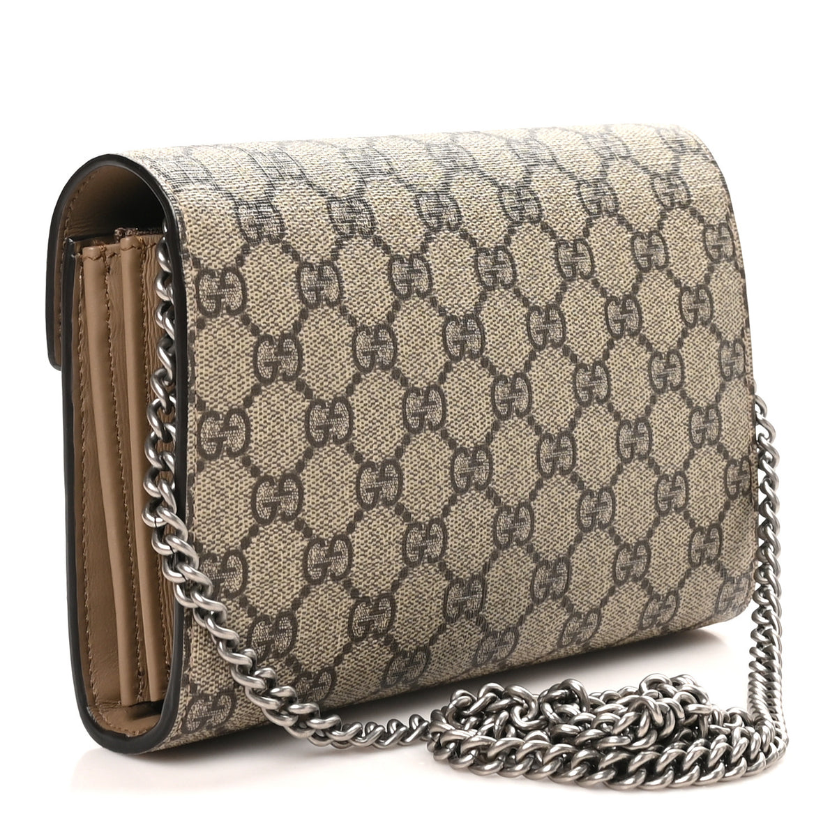 GG Supreme Monogram Mini Dionysus Chain Wallet Beige Taupe