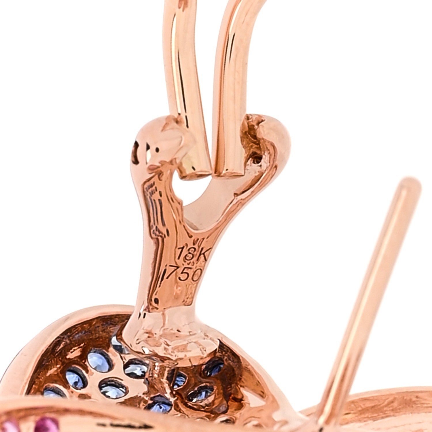 Parker & West by FASHIONPHILE 18K Rose Gold Diamond Rainbow Sapphire Flower Earrings 5 of 5