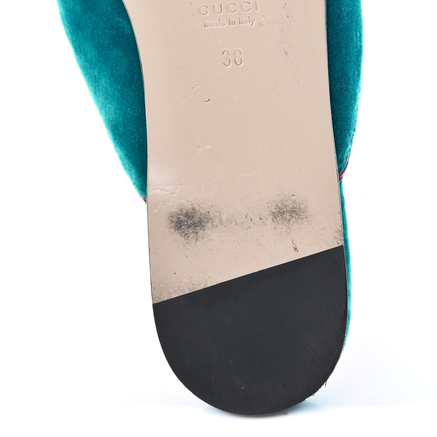 Gucci Softy Velvet Sylvie Bow Slippers 38 Pavone 10 of 11
