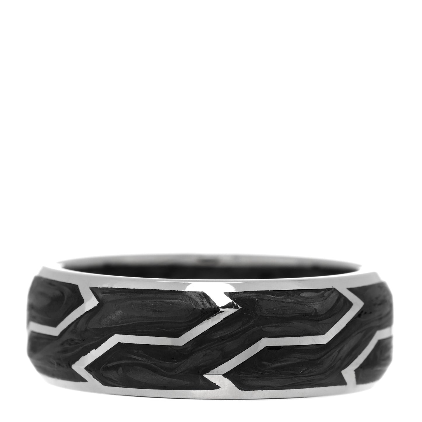 18K White Gold Forged Carbon Band Ring 67 11.75