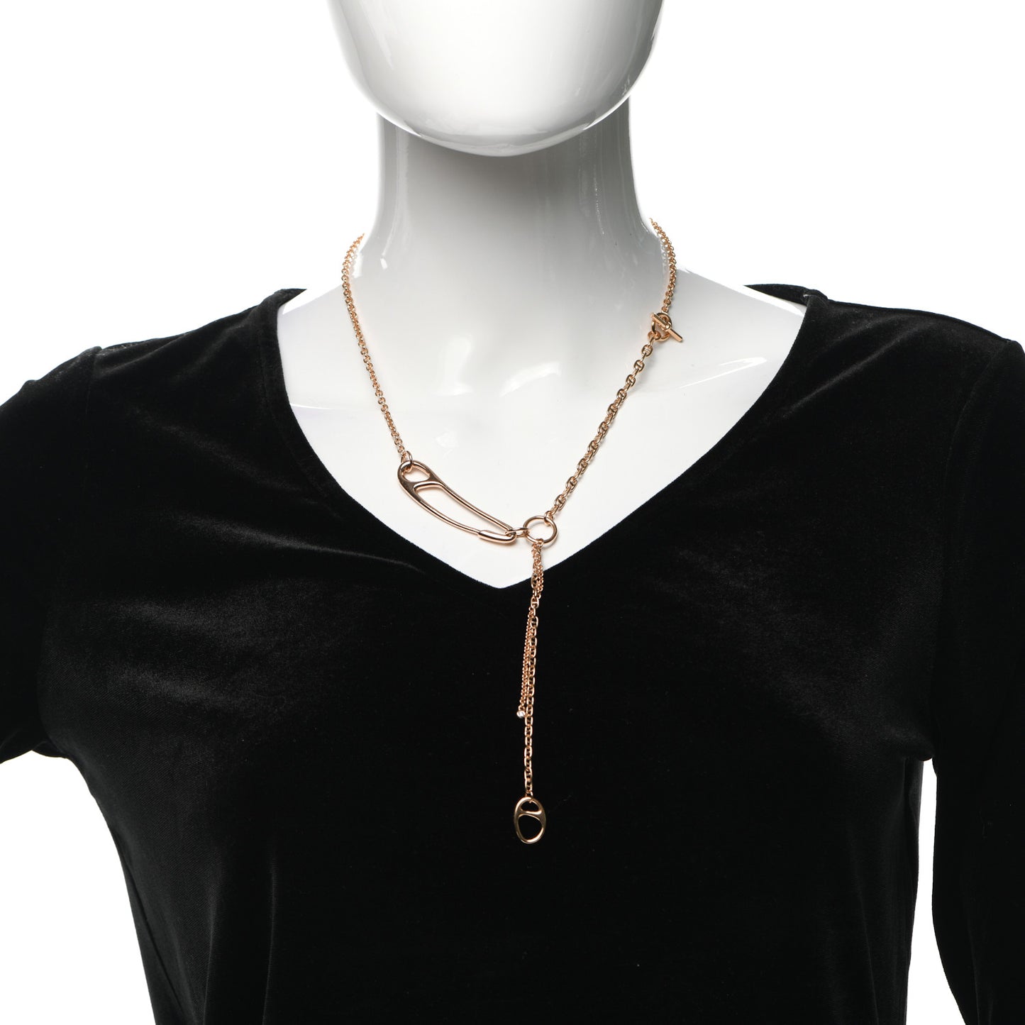 18K Rose Gold Diamond GM Chaine d'Ancre Punk Lariat Necklace