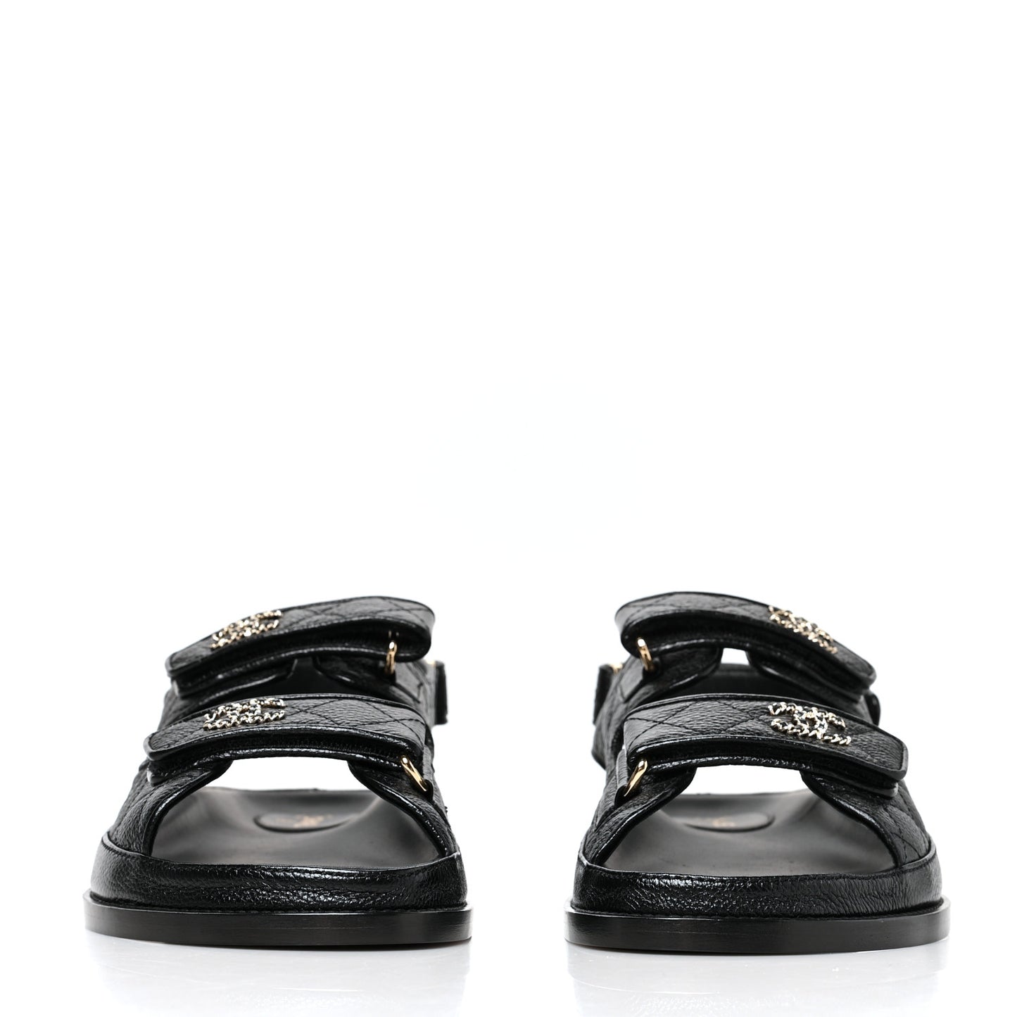 Grained Calfskin Velcro Dad Sandals 40 Black
