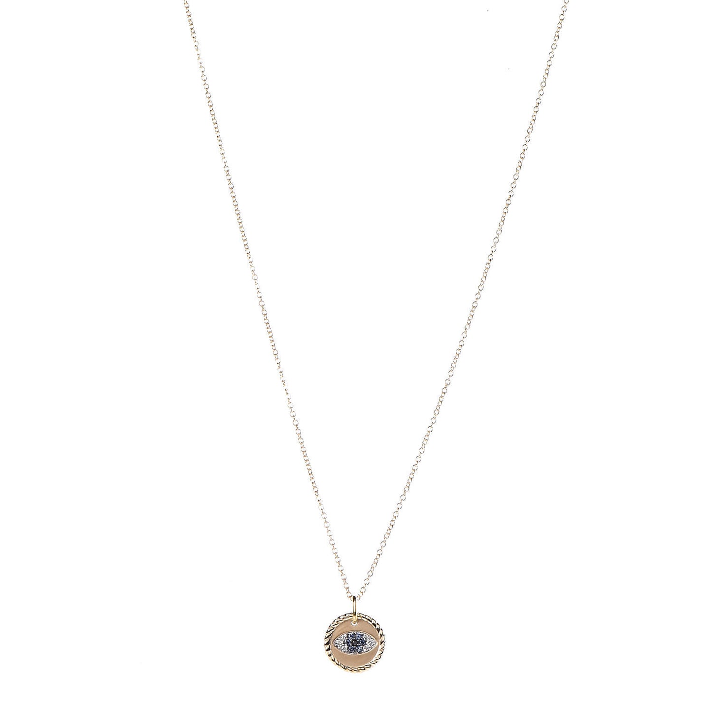 18K Yellow Gold Blue Sapphire Diamond Evil Eye Necklace