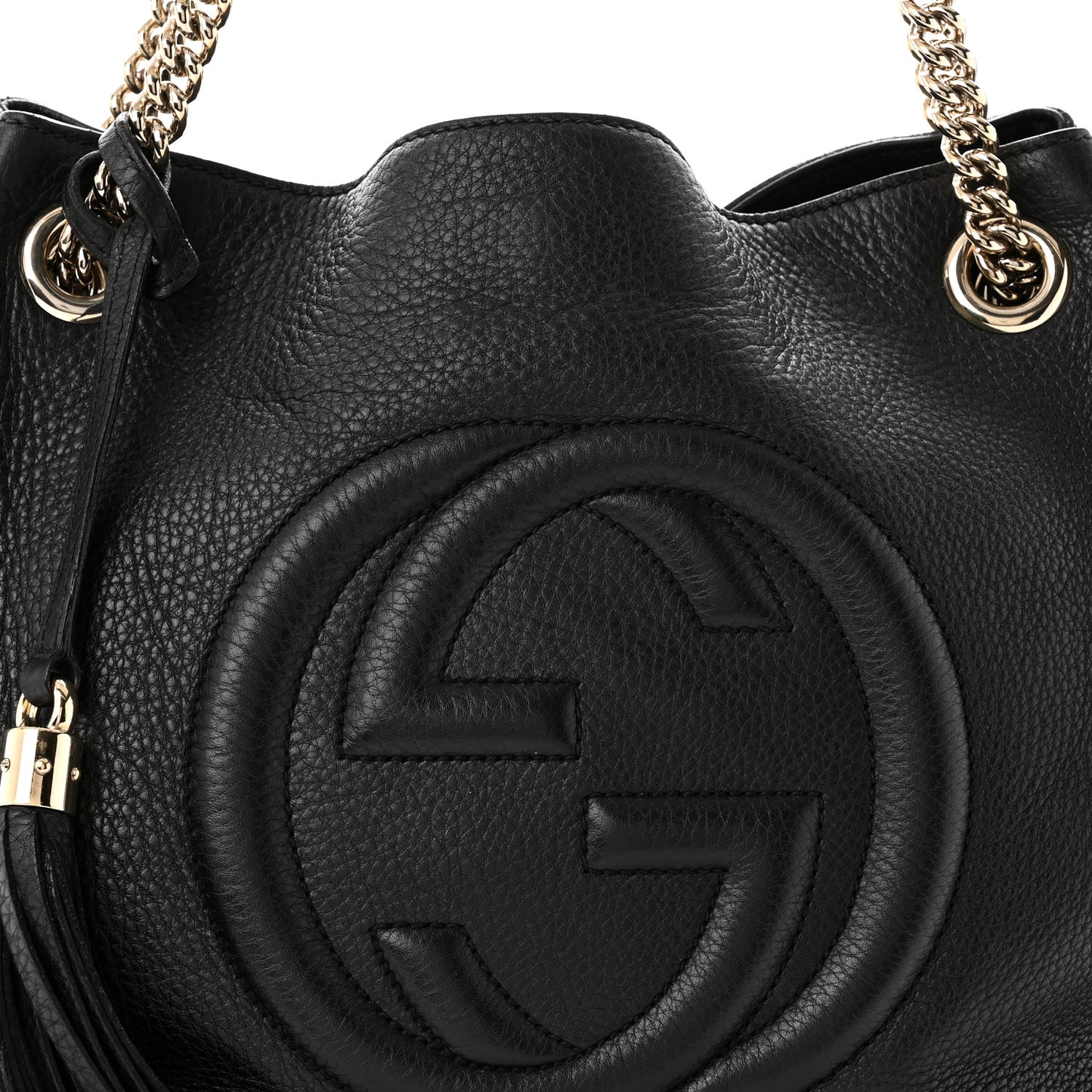 Pebbled Calfskin Medium Soho Chain Shoulder Bag Black