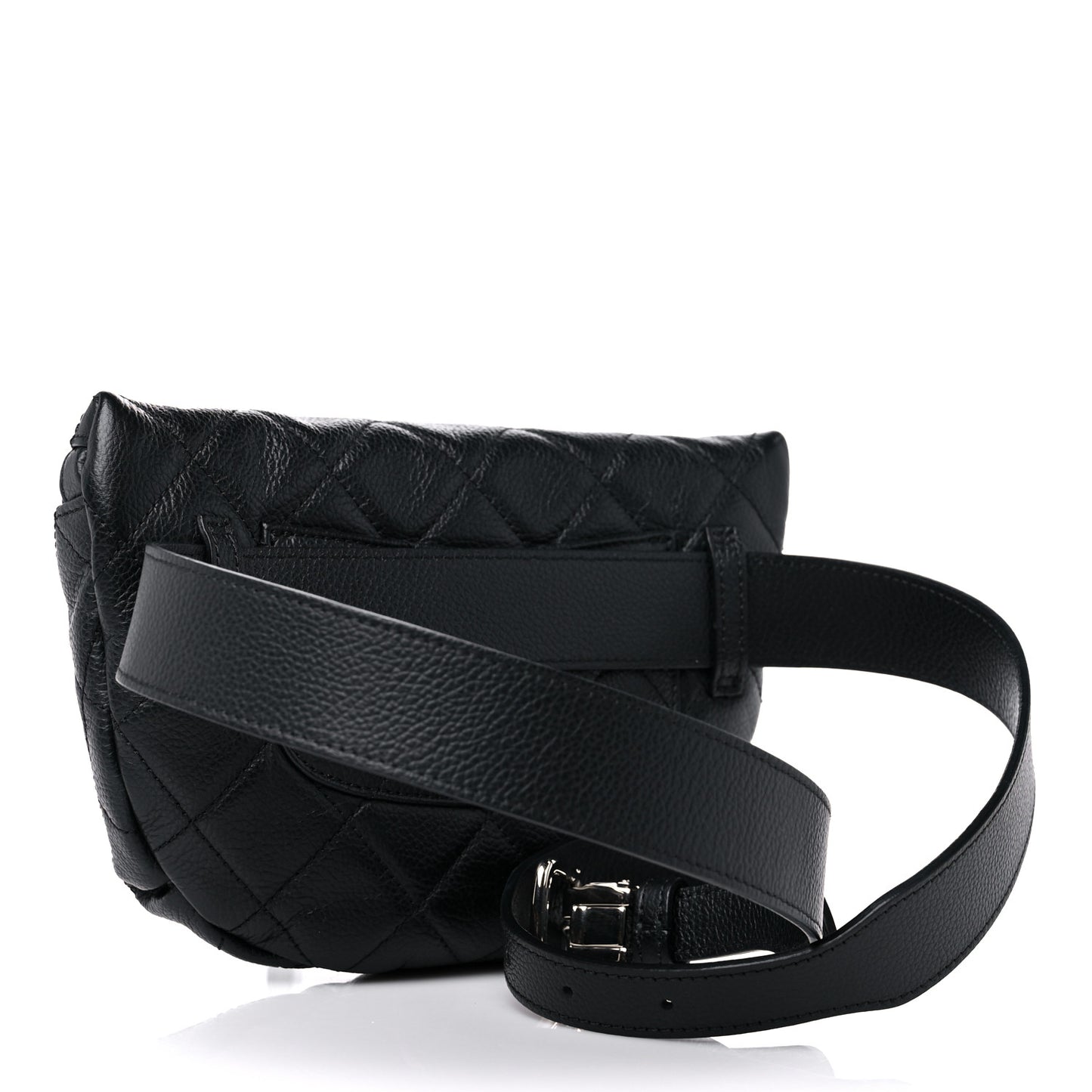 Grained Calfskin Quilted Waist Belt Bag Black
