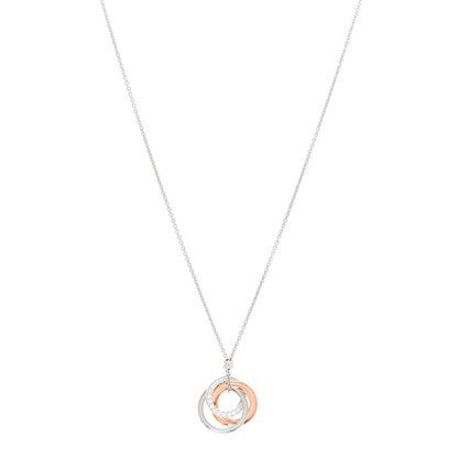 Tiffany 18K White Rose Gold Diamond 1837 Triple Interlocking Circles Pendant Necklace 1 of 6