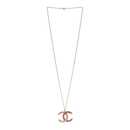 Chanel Lambskin Baguette Crystal CC Necklace Gold Pink 3 of 5