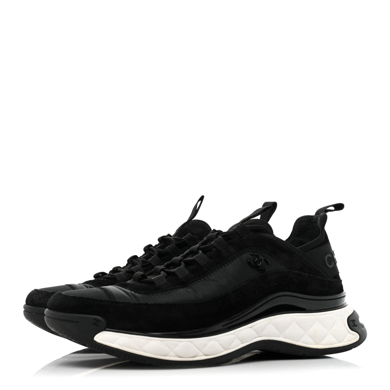 Chanel Velvet Calfskin Mixed Fibers CC Sneakers 40 Black 3 of 11