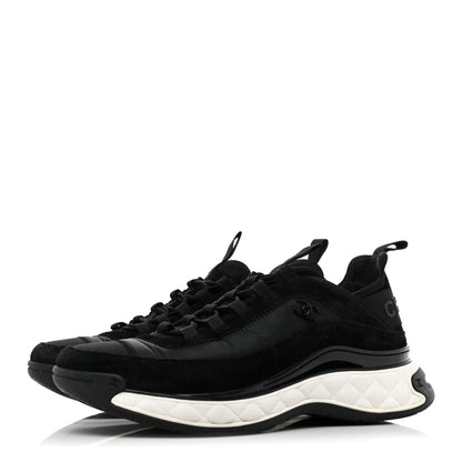 Chanel Velvet Calfskin Mixed Fibers CC Sneakers 40 Black 3 of 11