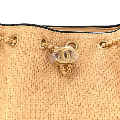 Chanel Braided Raffia Calfskin Quilted Mini Chanel 25 Handbag Beige Black 8 of 10