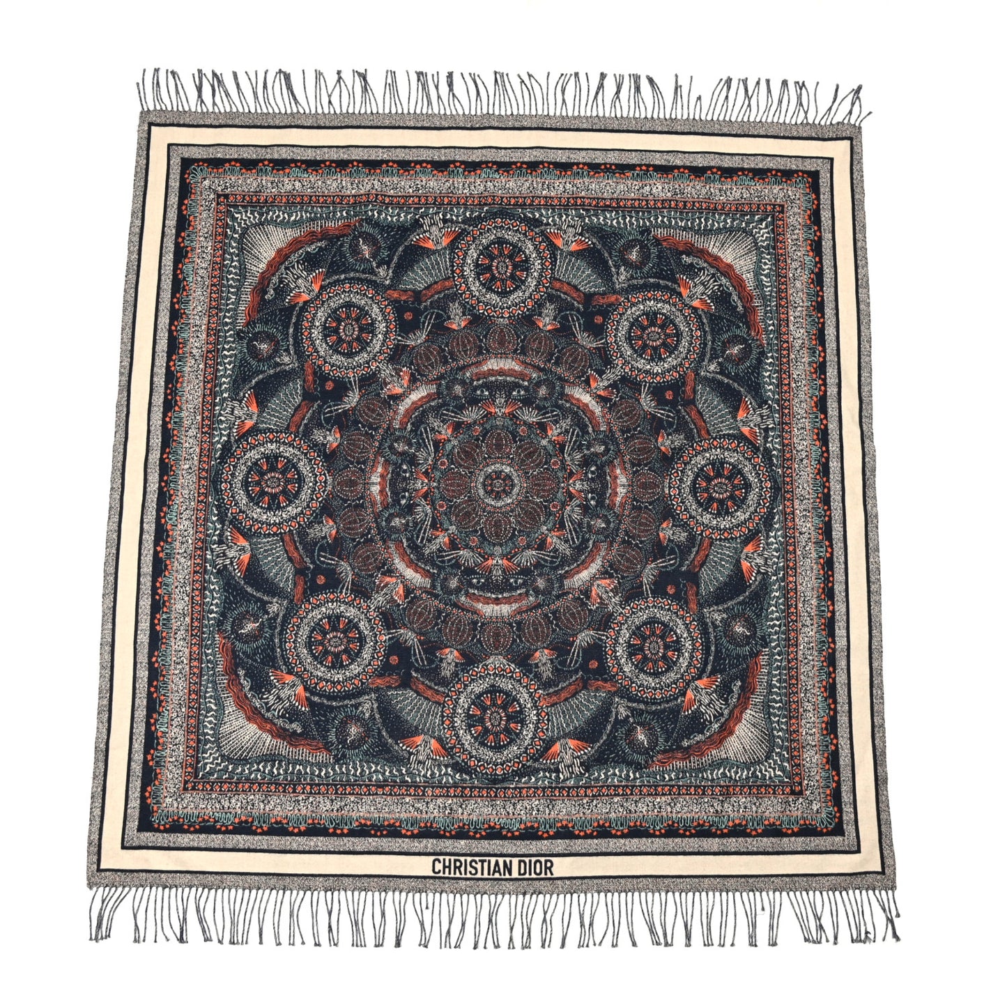 Wool Throw Cream Bleu