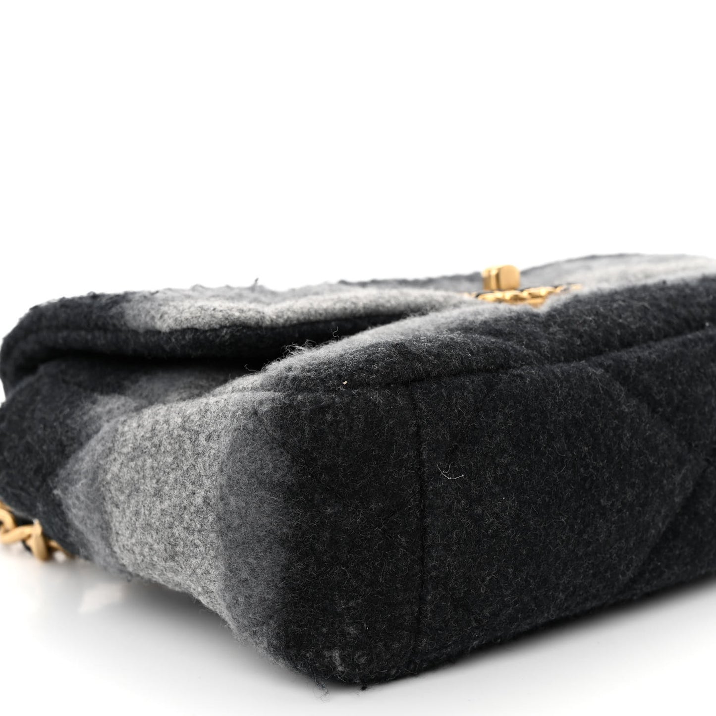 Wool Quilted Medium Chanel 19 Flap Black Grey