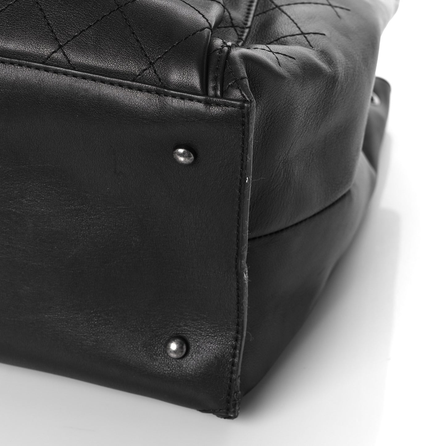 Calfskin Stitched Large Urban Luxury Drawstring Backpack Black