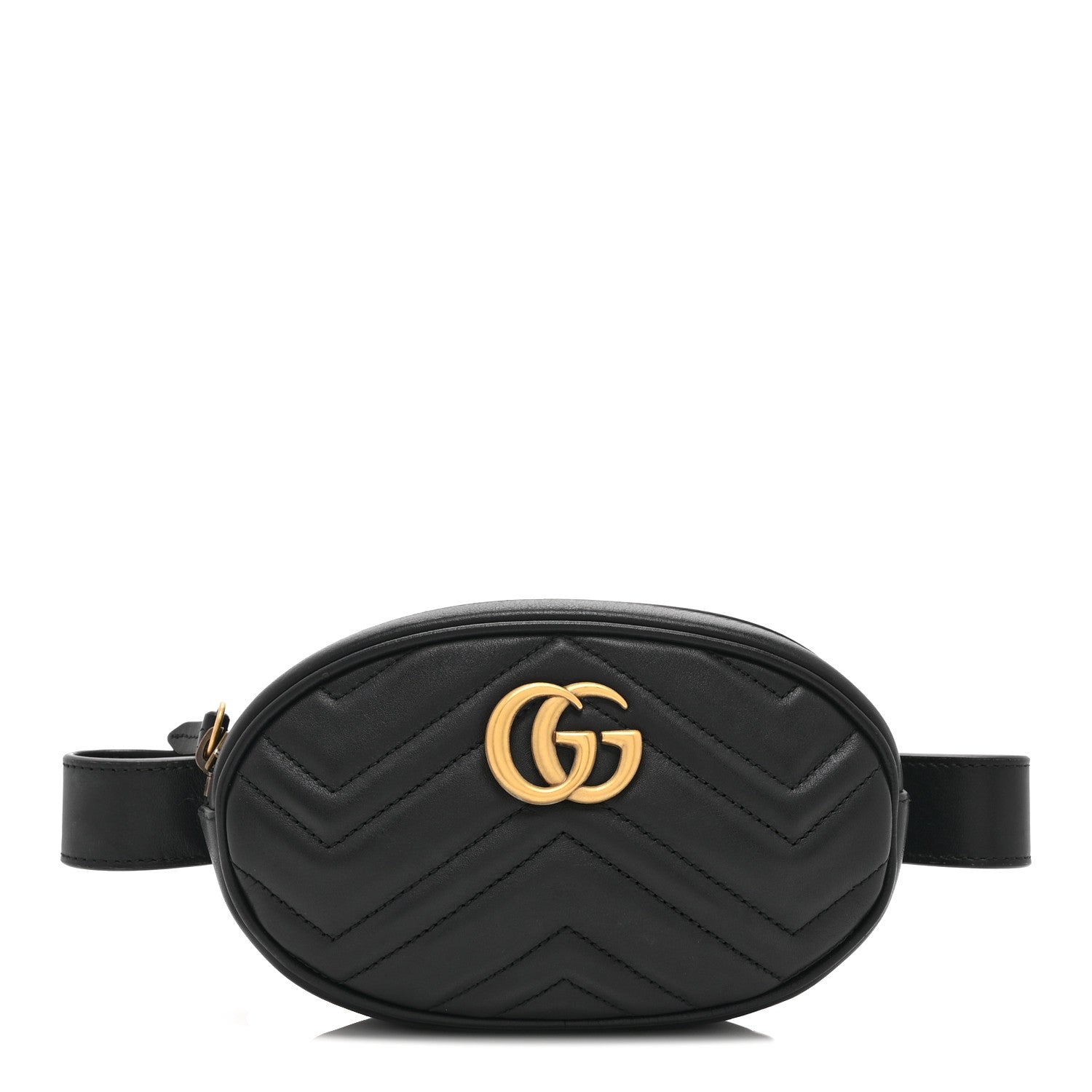 Gucci Calfskin Matelasse GG Marmont Belt Bag 85 34 Black 1 of 12