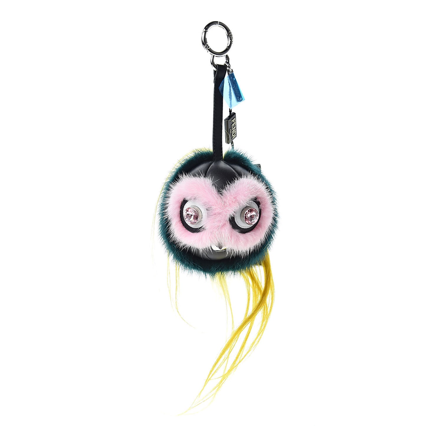 Mink Goat Fur QuTweet Jungle Bag Bug Charm Green Yellow Pink