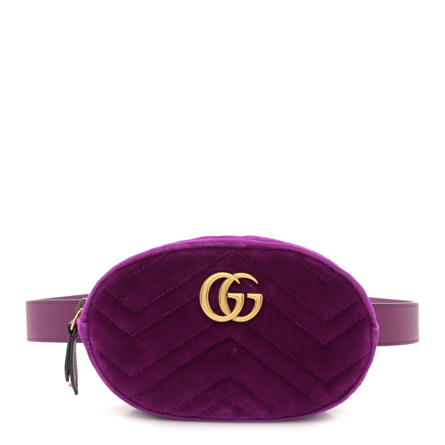 Gucci Velvet Matelasse GG Marmont Belt Bag 95 38 Violet Cyclamen 1 of 11