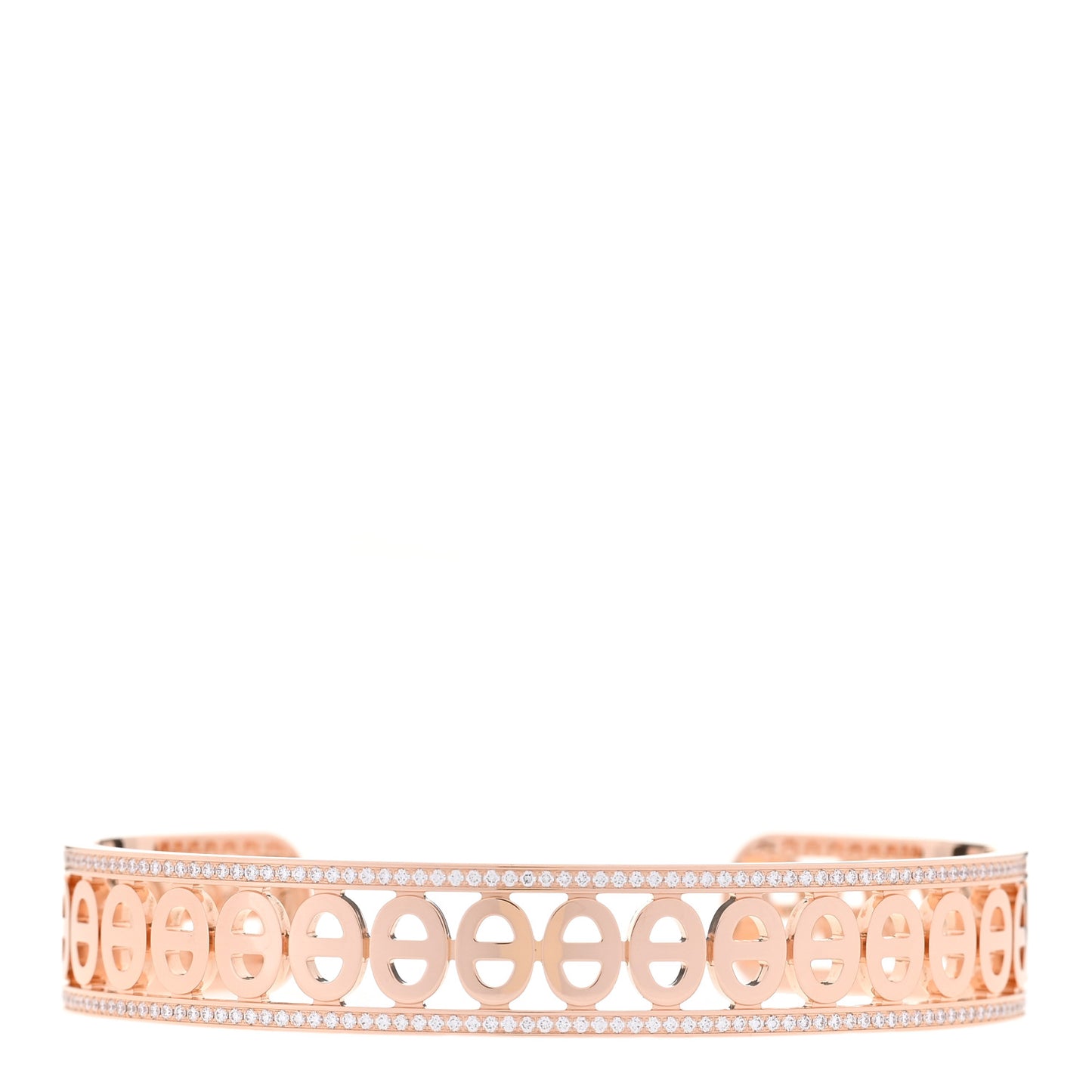 18K Rose Gold Diamond PM Chaine d'Ancre Divine Cuff Bracelet LG