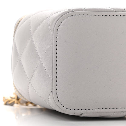 Chanel Lambskin Quilted Top Handle Mini Vanity Case With Chain Grey 8 of 12