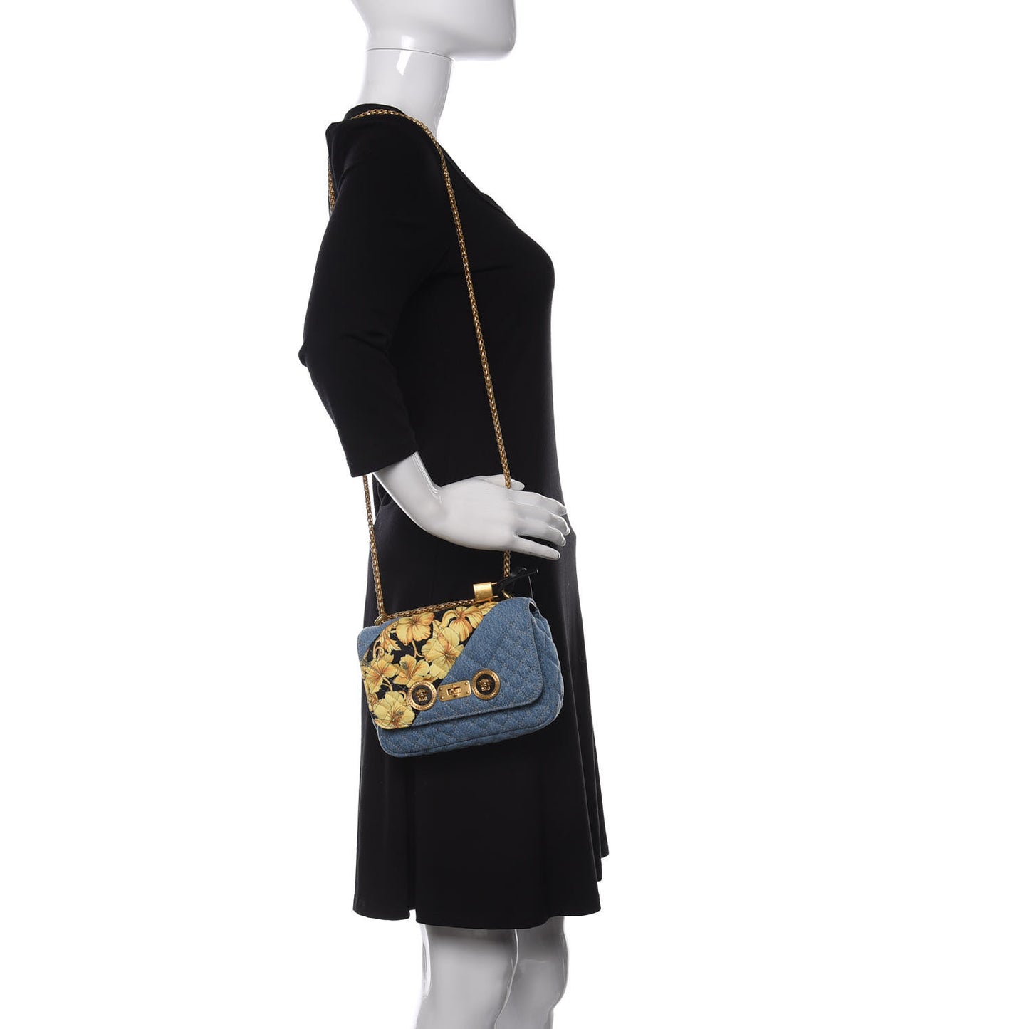 Denim Barocco Printed Icon Small Crossbody Bag Blue