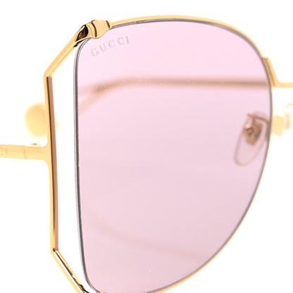 Gucci Metal Oversized Round Sunglasses GG0252S Gold Pink 14 of 16