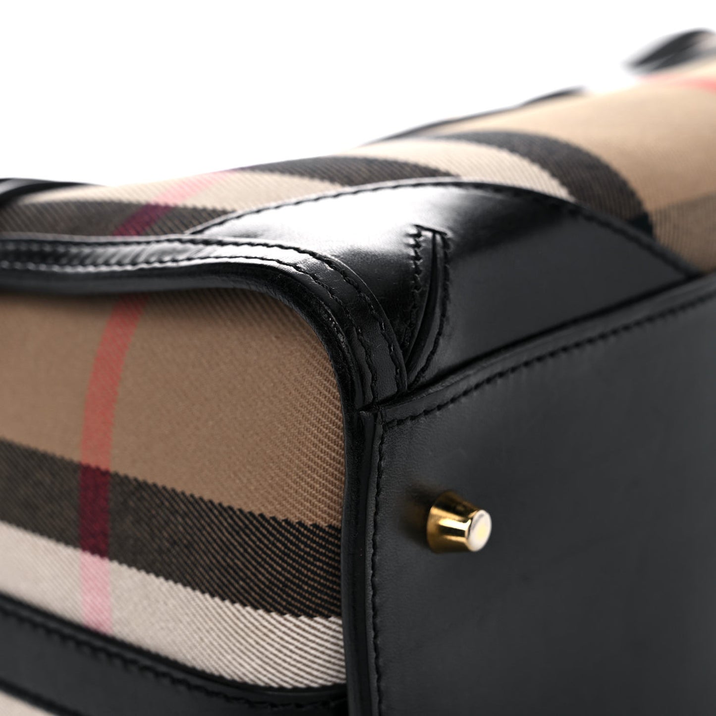 House Check Bridle Calfskin Medium Alchester Bowling Bag Black
