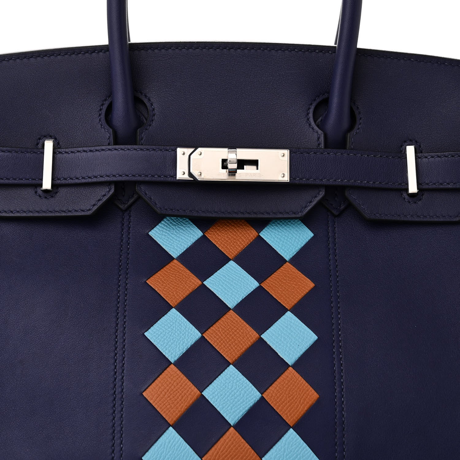 Hermes Swift Epsom Tressage Birkin 30 Bleu Encre Bleu Du Nord Gold 8 of 10