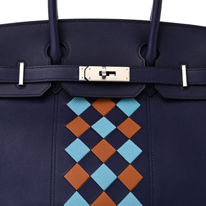 Hermes Swift Epsom Tressage Birkin 30 Bleu Encre Bleu Du Nord Gold 8 of 10