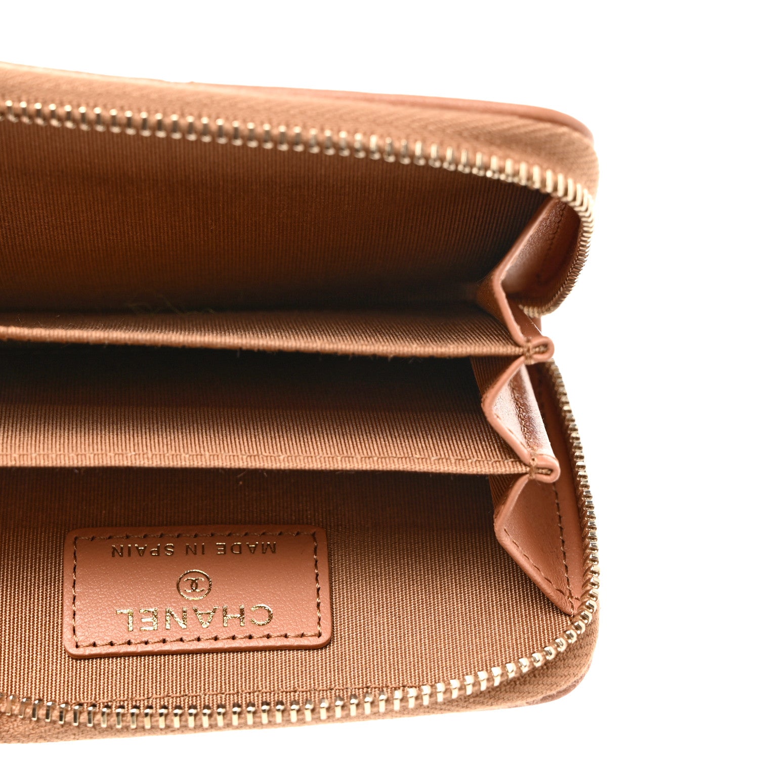 Chanel Lambskin Quilted Chanel 19 Zip Around Coin Purse Wallet Brown 7 of 8