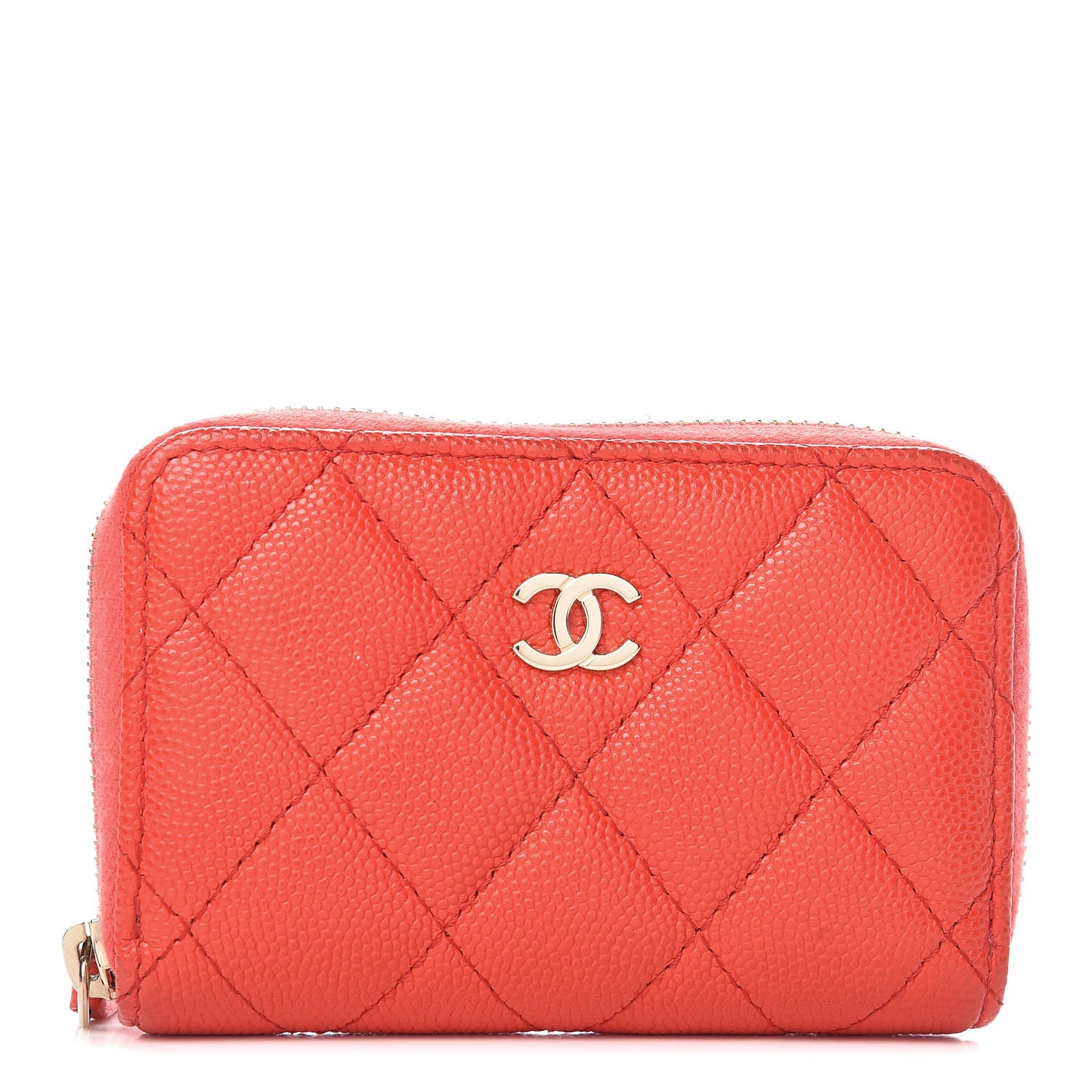 Caviar Quilted Zip Coin Purse Red