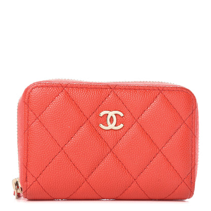 Chanel Caviar Quilted Zip Coin Purse Red 1 of 10