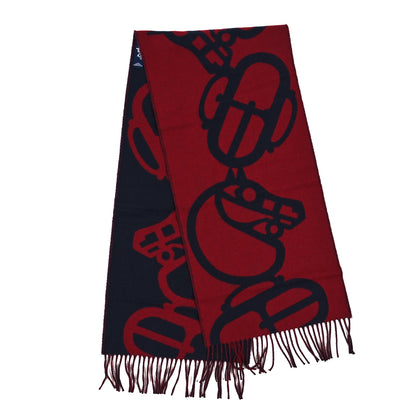 Hermes Cashmere Boucles et Camails Muffler Marine Bordeaux 2 of 3