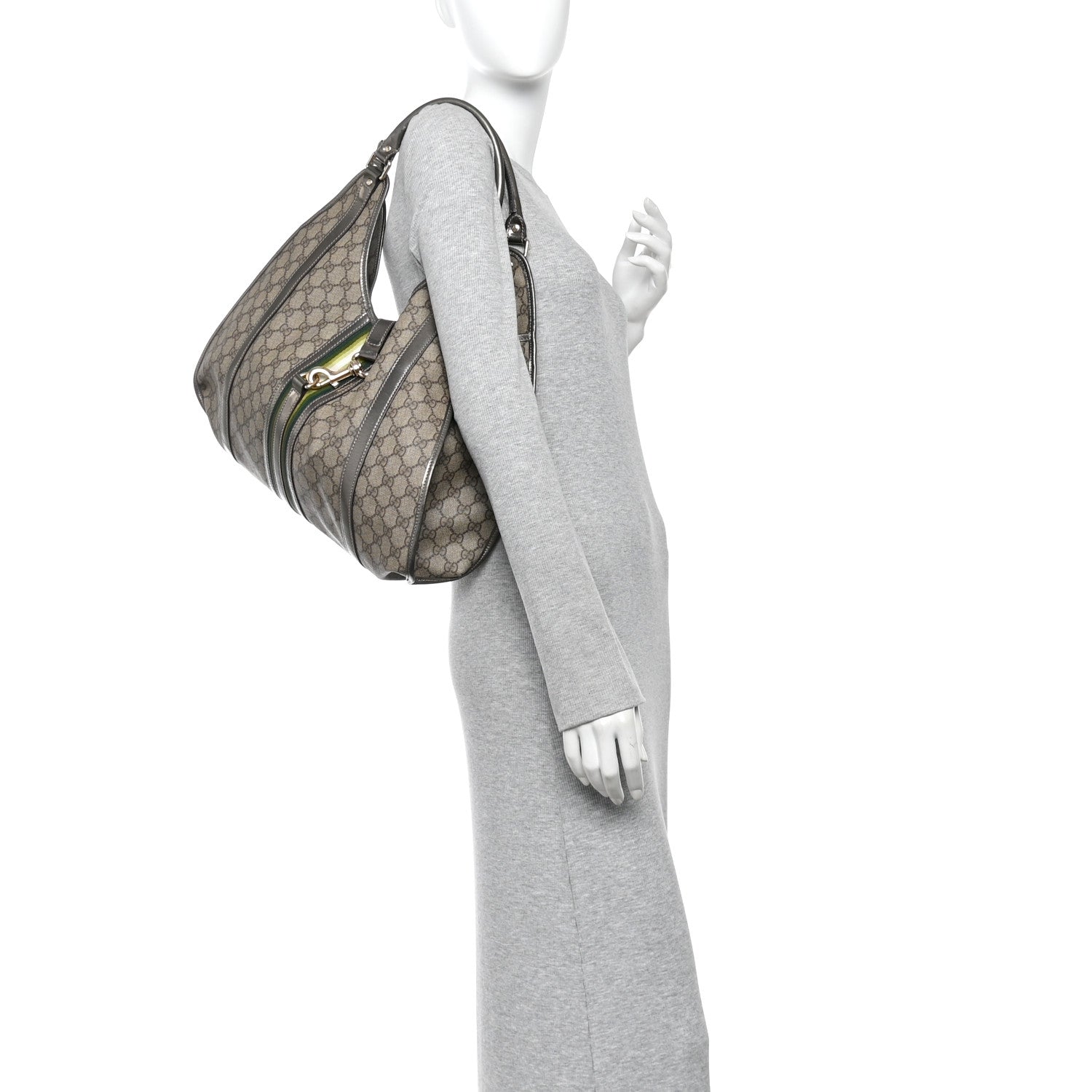 Gucci GG Plus Monogram Web Large Joy Shoulder Bag Metallic 2 of 12
