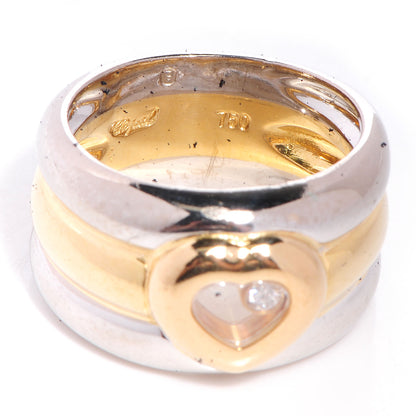 Chopard 18k White and Yellow Gold Happy Diamonds Heart Ring 6.5 3 of 5